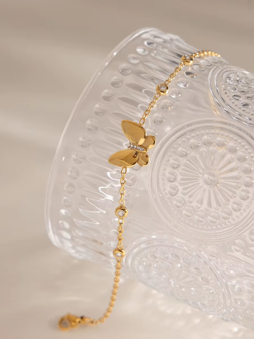 Gold Butterfly Chain Bracelet - Elegant Women's Jewelry